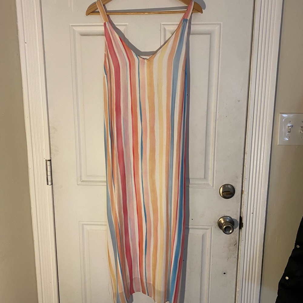 Bella Dahl Pink and Blue Spaghetti Strap Slip Dress
